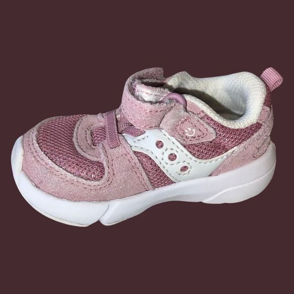 Infant Baby Saucony Jazz Lite 2.0 Pink Blush Suede Sneaker Size 4 - Picture 6 of 7